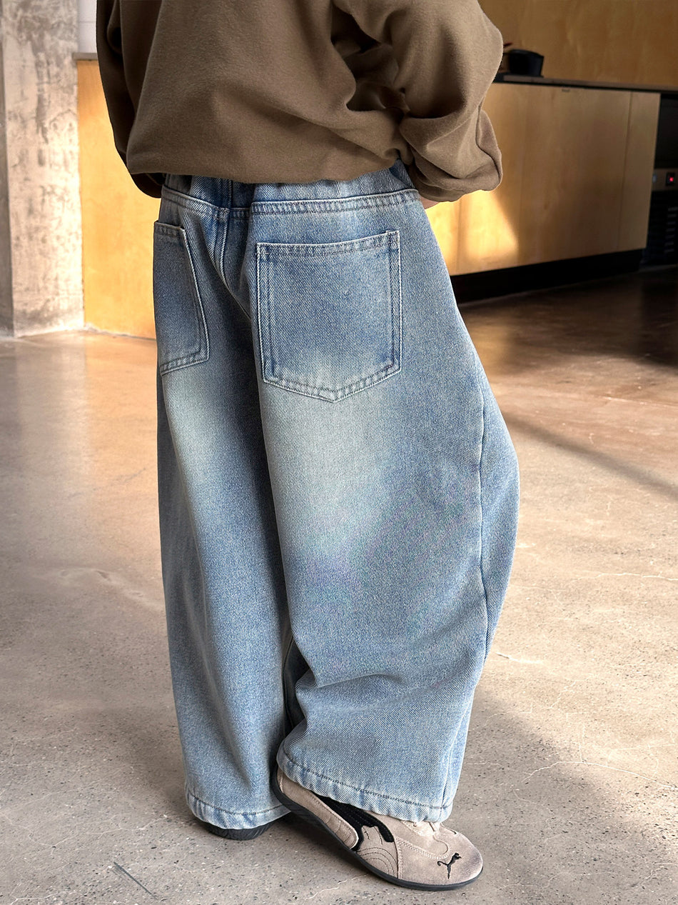Boys’ Fleece-Lined Thick Jeans Winter Casual Pants
