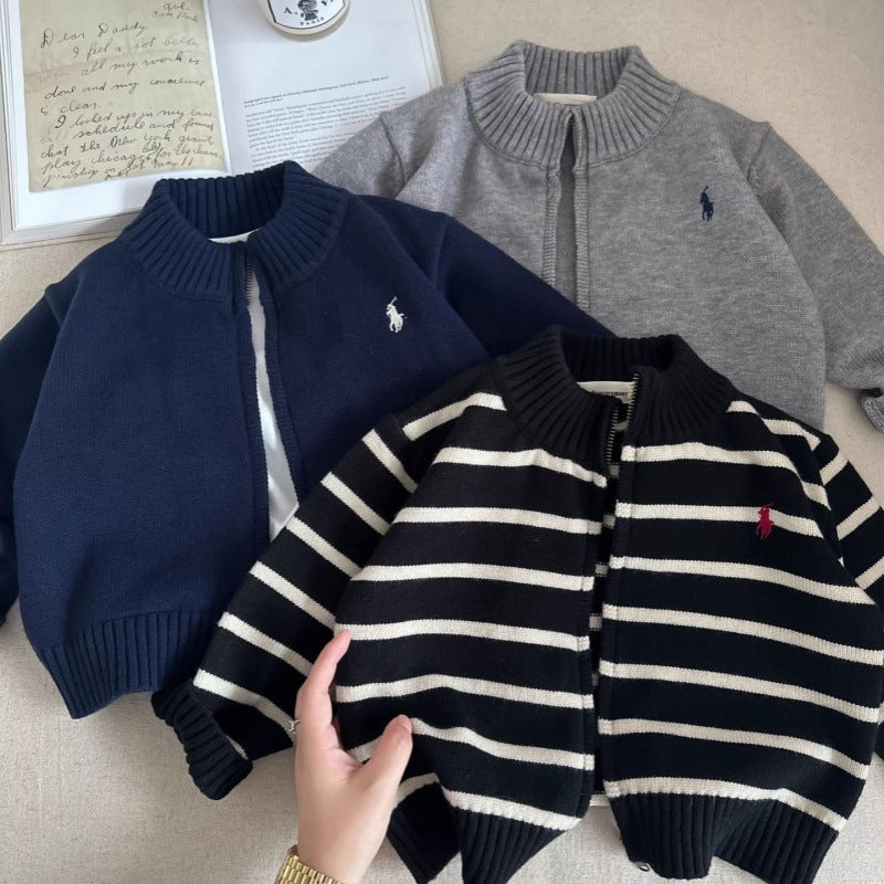 Boys’ Autumn 2025 Striped Cardigan Sweater