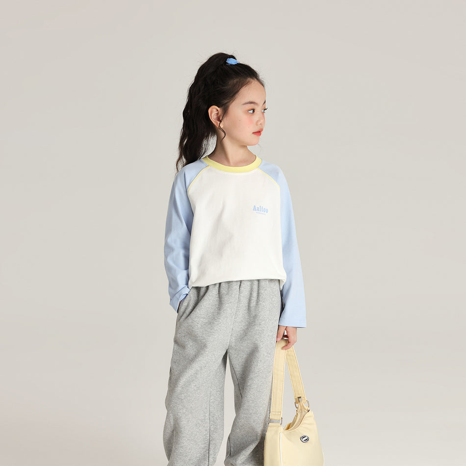 Pudding Haru Girls’ Color-Block Raglan Long-Sleeve Tee 2026