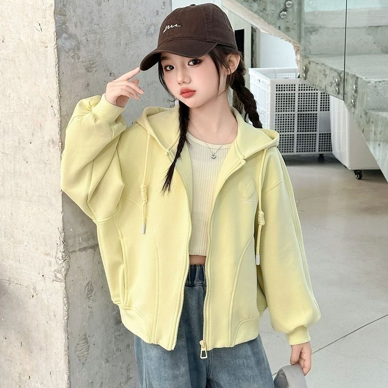 Girls Hooded Sports Sweatshirt Cardigan – Spring & Fall