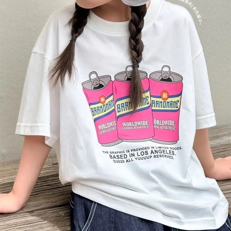 Girls’ Korean Cartoon T-Shirt 2025 – Cotton Summer Top