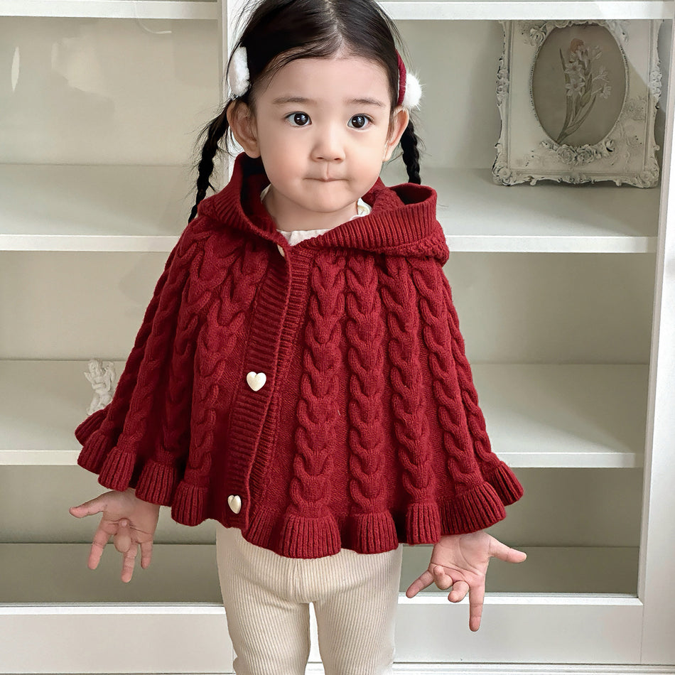 Baby Girl Hooded Sweater Cape Set – Autumn Two-Piece