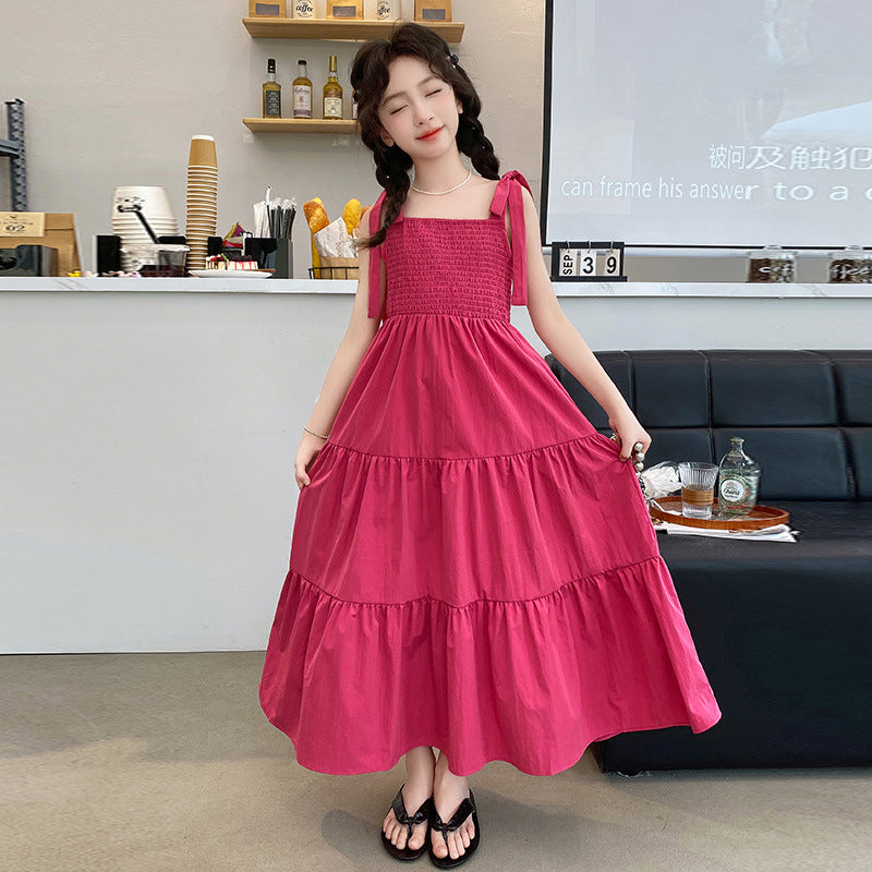 Girls' Sleeveless Princess Dress – Stylish Summer Slip Skirt 2024