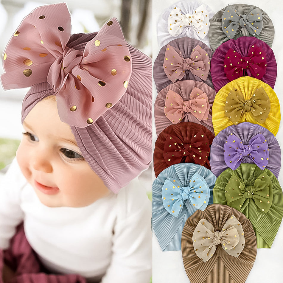 Baby Girl Bow Hat – Thin Cotton Threaded Summer Cap