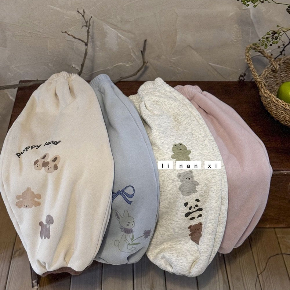 Kids' Cartoon Bear Fleece Sweatpants Thickened Casual Pants