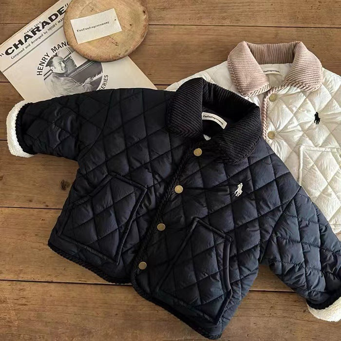 Boys’ Fleece Cotton Jacket – Warm Winter Baseball Style
