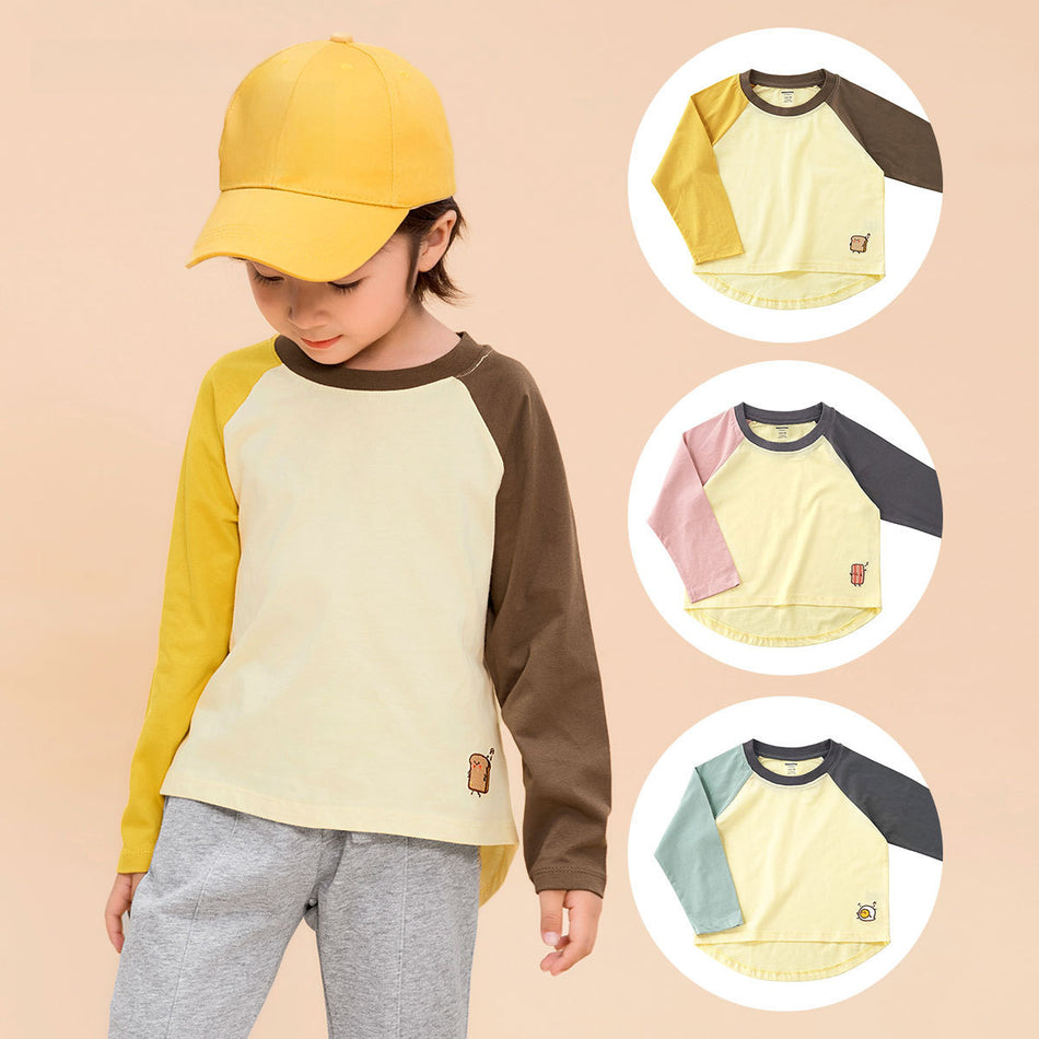 Kids’ Contrast Shoulder T-Shirt – Long Sleeve Casual Top