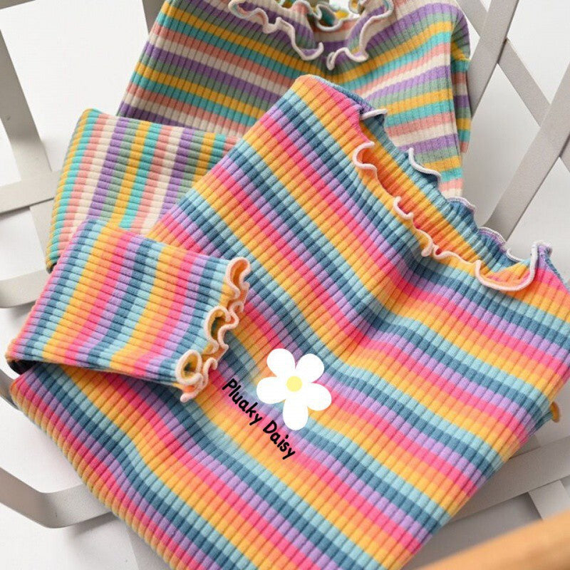 Girls’ Autumn & Winter Velvet Striped T-Shirt