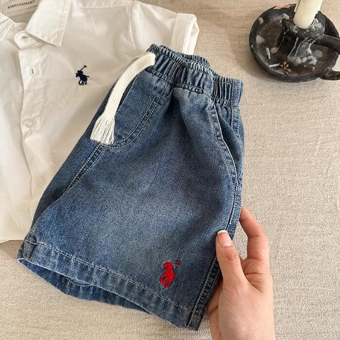 Elite Children's Solid-Color Breathable Summer Five-Point Pants
