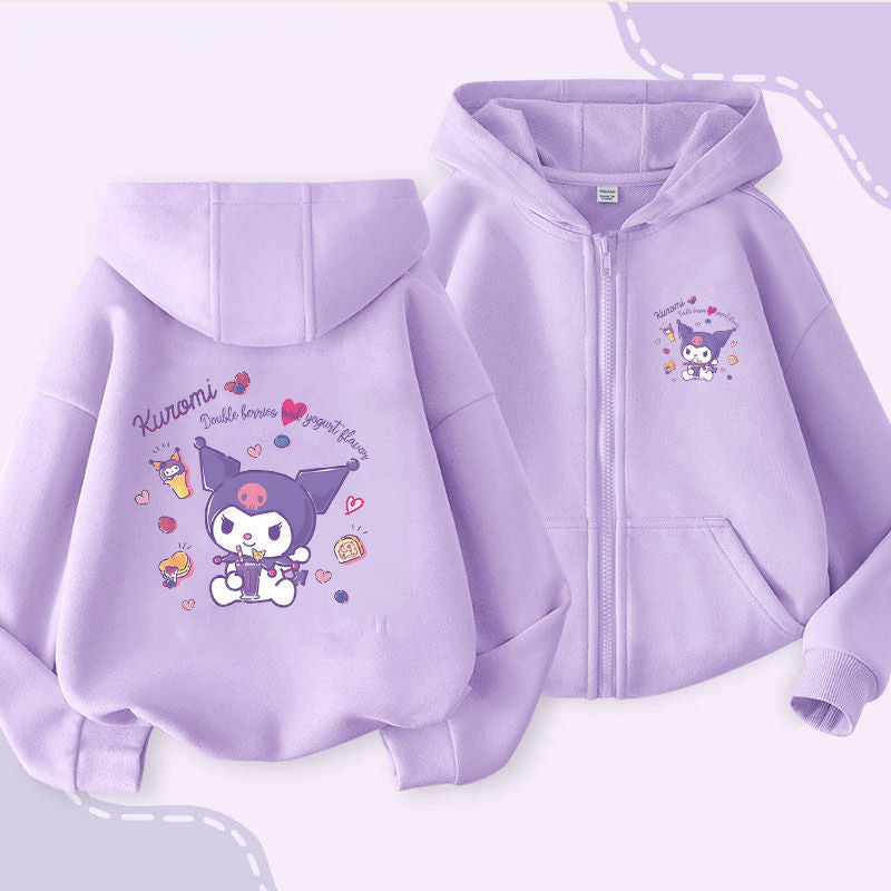 Kuromi Girls' Hooded Zipper Jacket – Spring & Autumn 2024