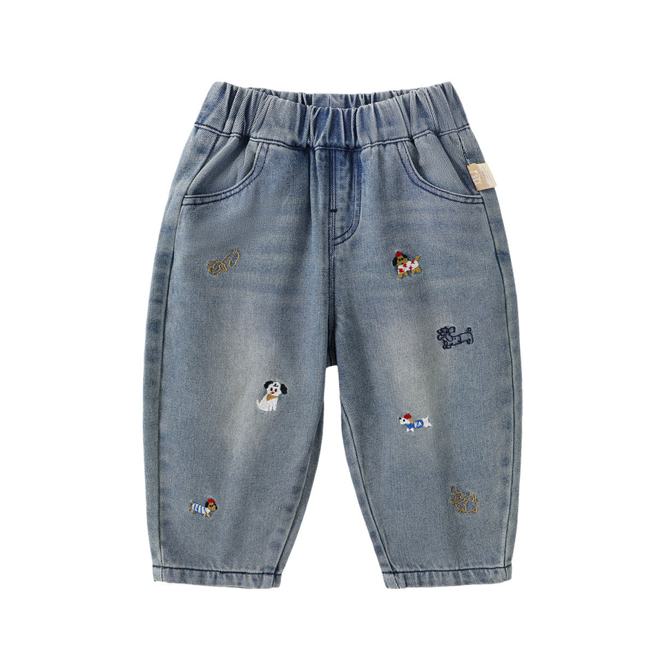 Kaka Panda Kids' Jeans – Autumn & Spring Casual Pants