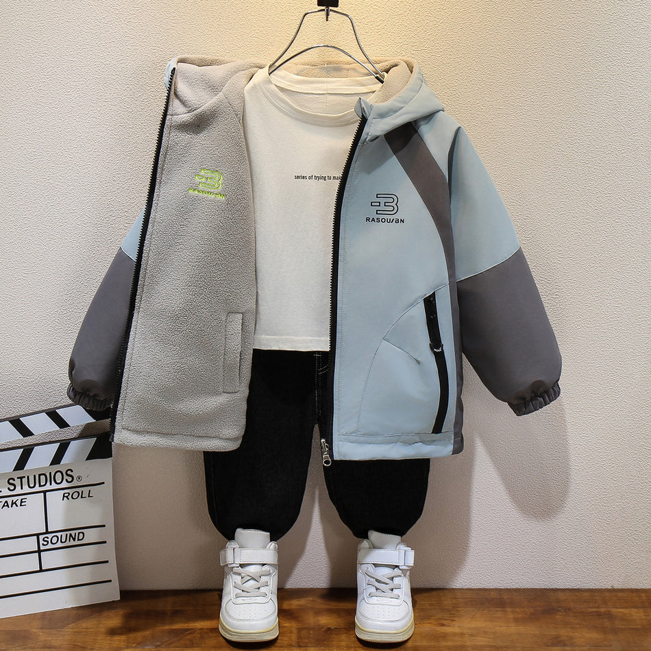 Boys Autumn Fleece Jacket 2025 Reversible Windbreaker Kid XL