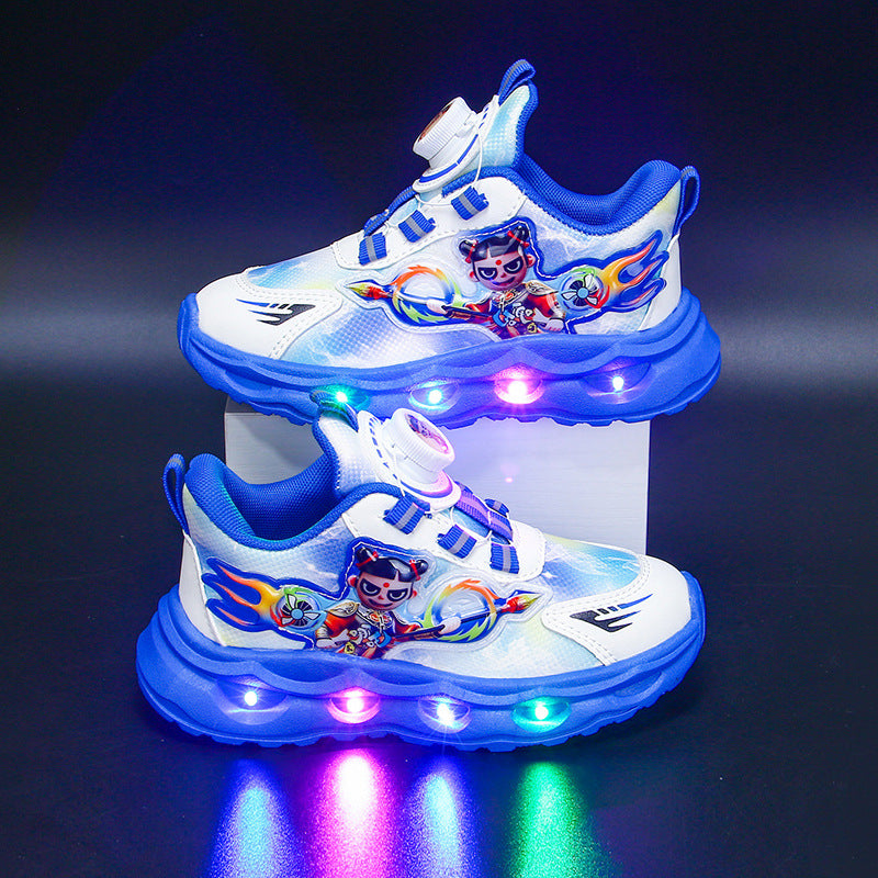 Nezha Boys Mesh LED Soft Sole Non Slip Running Shoes Kids