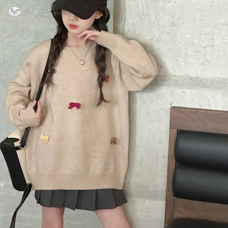 Girls’ Bow Pullover Sweater