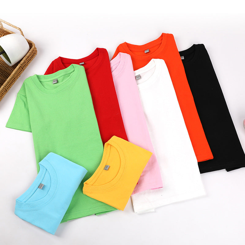Kids Solid Color Cotton T-Shirt Short Sleeve Top