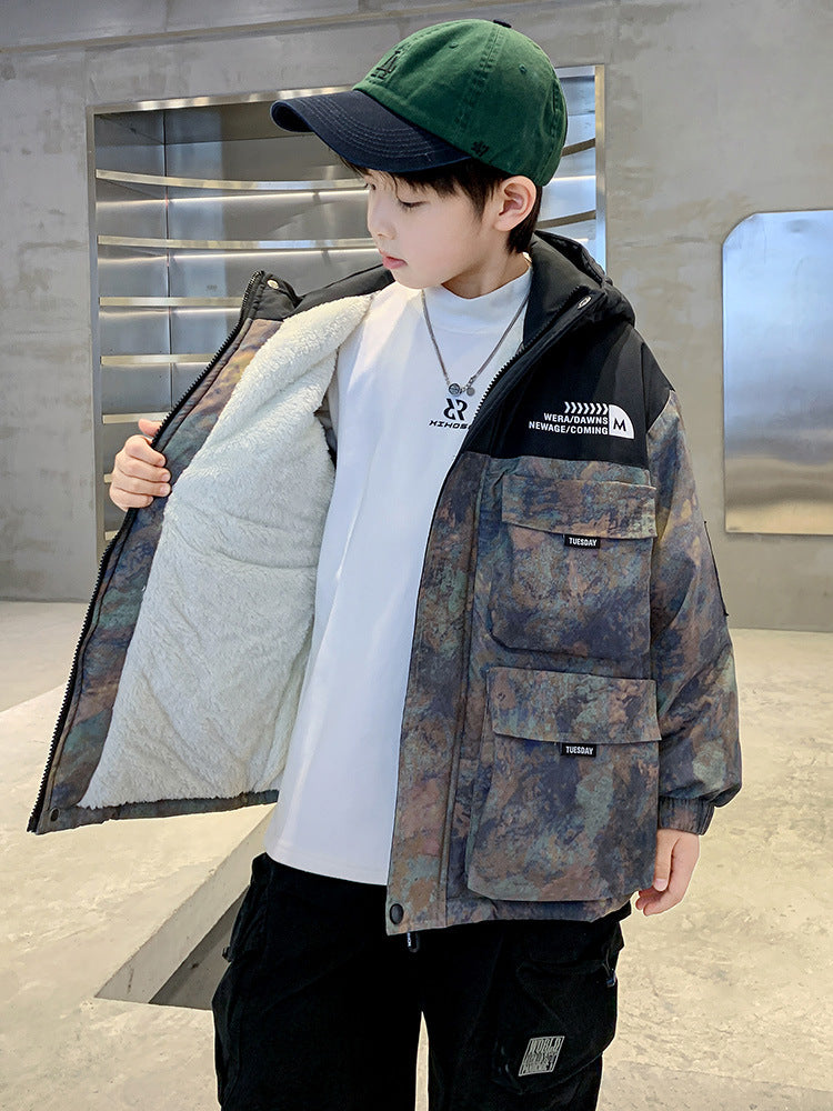 Boys Fleece-Lined Parka 2025 Warm Workwear Jacket