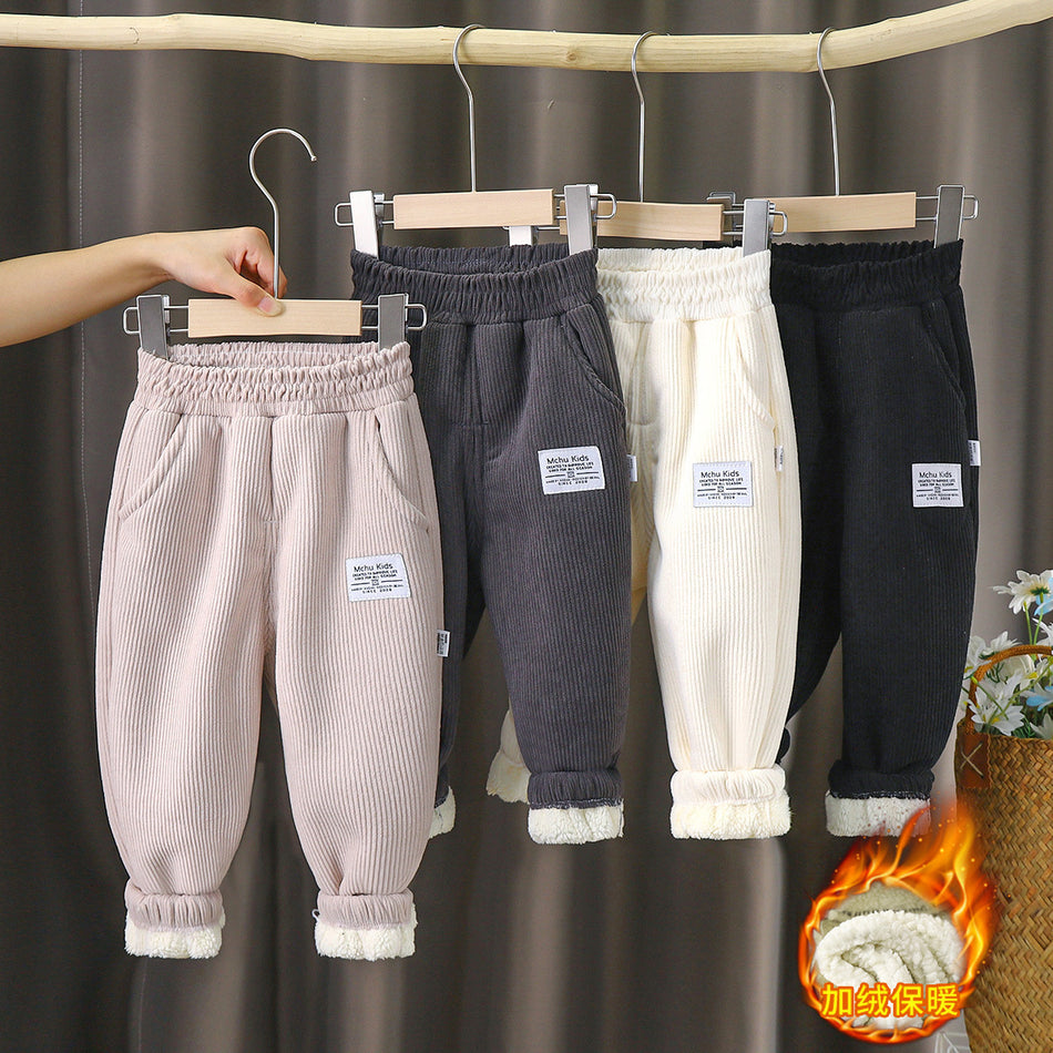 Kids’ Fleece-Lined Velvet Pants | Boys & Girls Winter Warm Pants