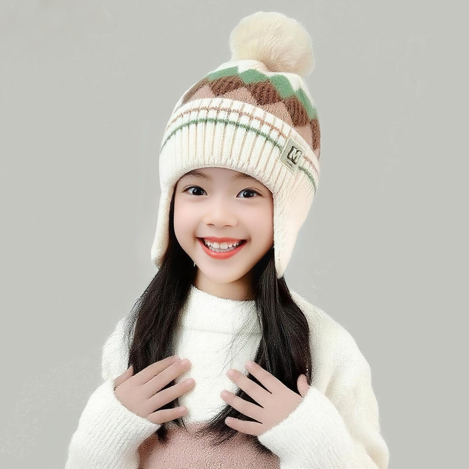 Thick Winter Kids’ Hat – Windproof Ear Protection Wool Beanie