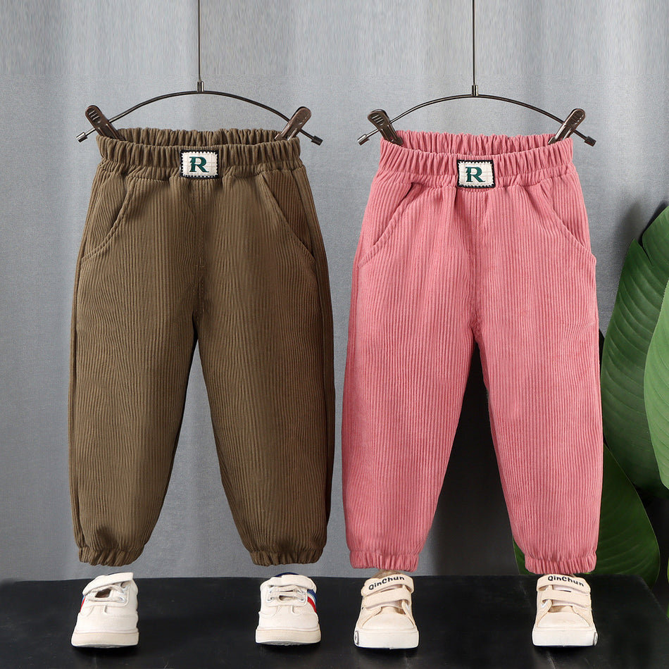 Kids' Cartoon Striped Corduroy Pants Spring Autumn Casual