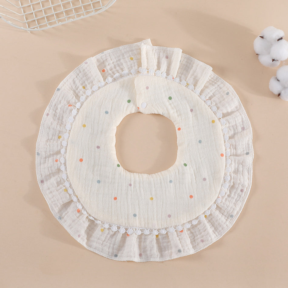 Lace Cotton Baby Bib – 6-Layer Soft Gauze Design