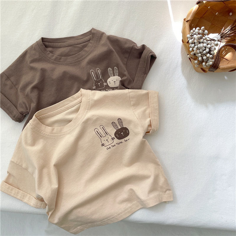 Kids Cotton Rabbit Print Korean Style Summer T Shirt Top Fun
