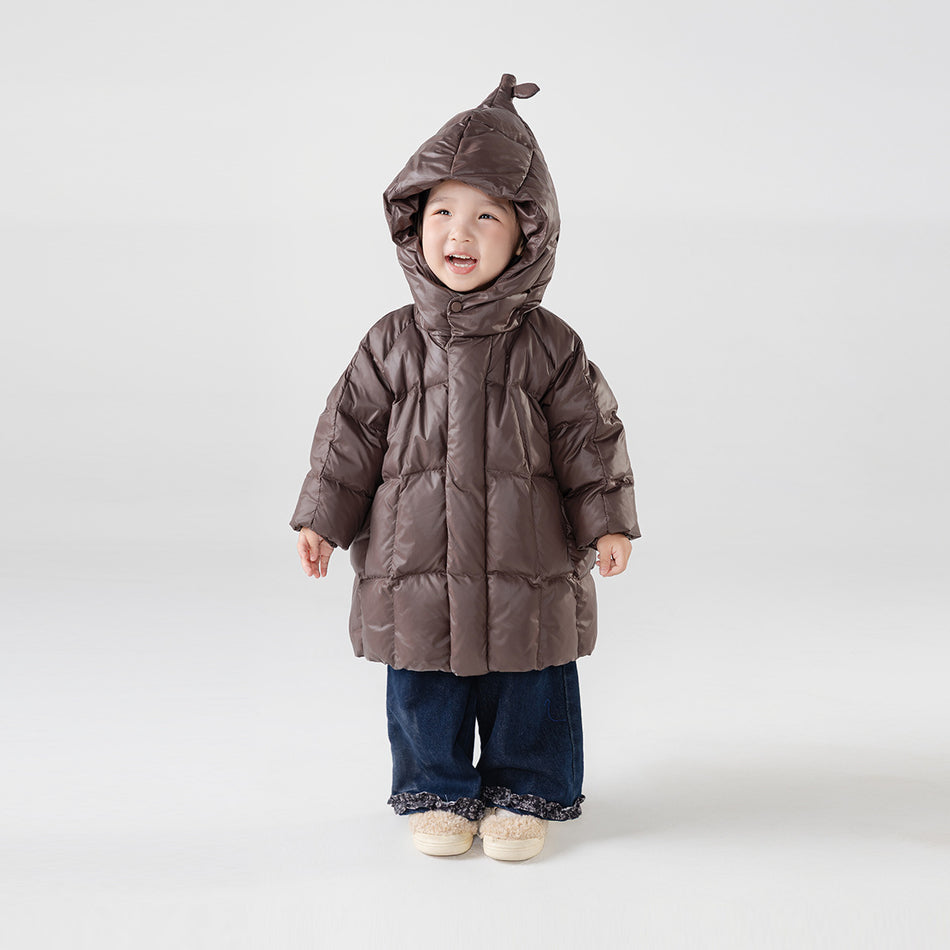 Hayobei Kids’ Down Jacket with Elf Hat Korean Style Winter Coat