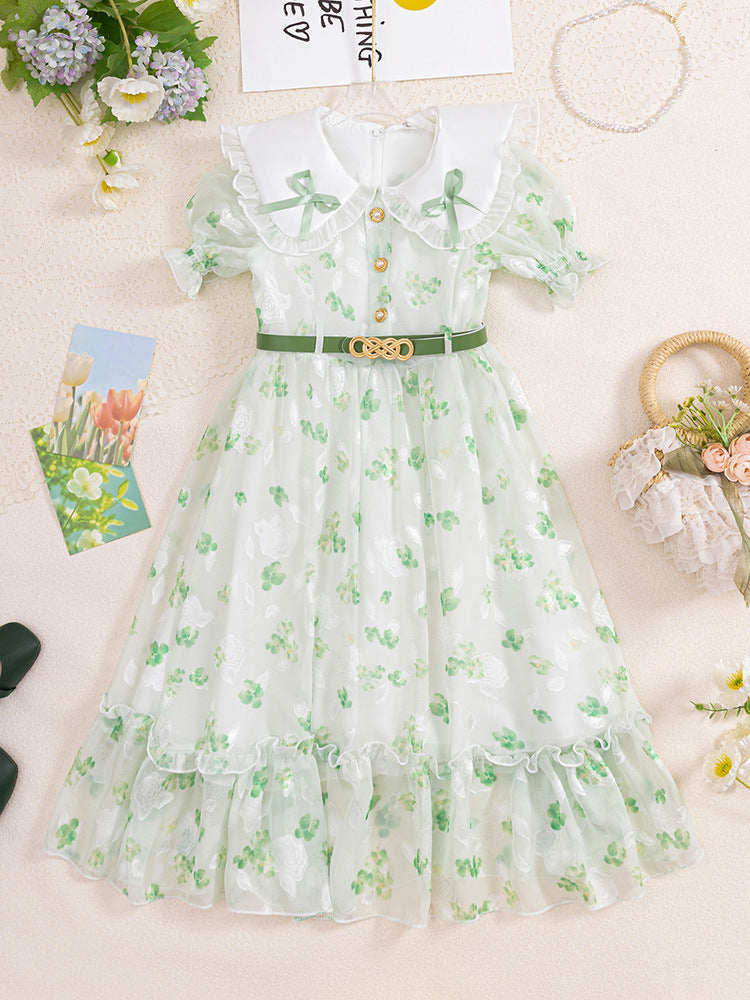 Little Girl Chiffon Floral Beach Dress 2025 Summer Princess Skirt