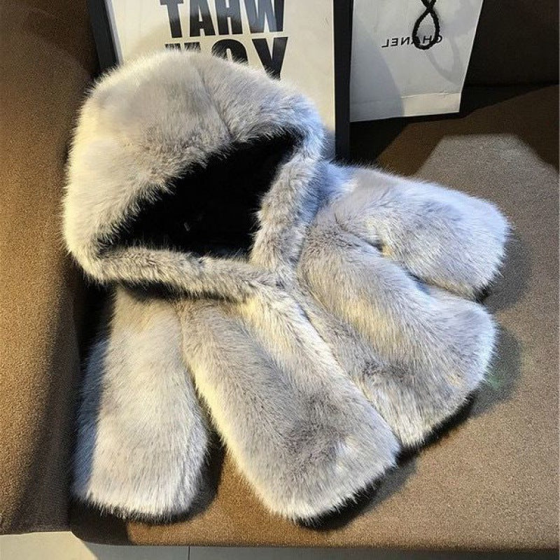 Kids’ Imitation Mink Coat – Winter Cotton-Padded Jacket