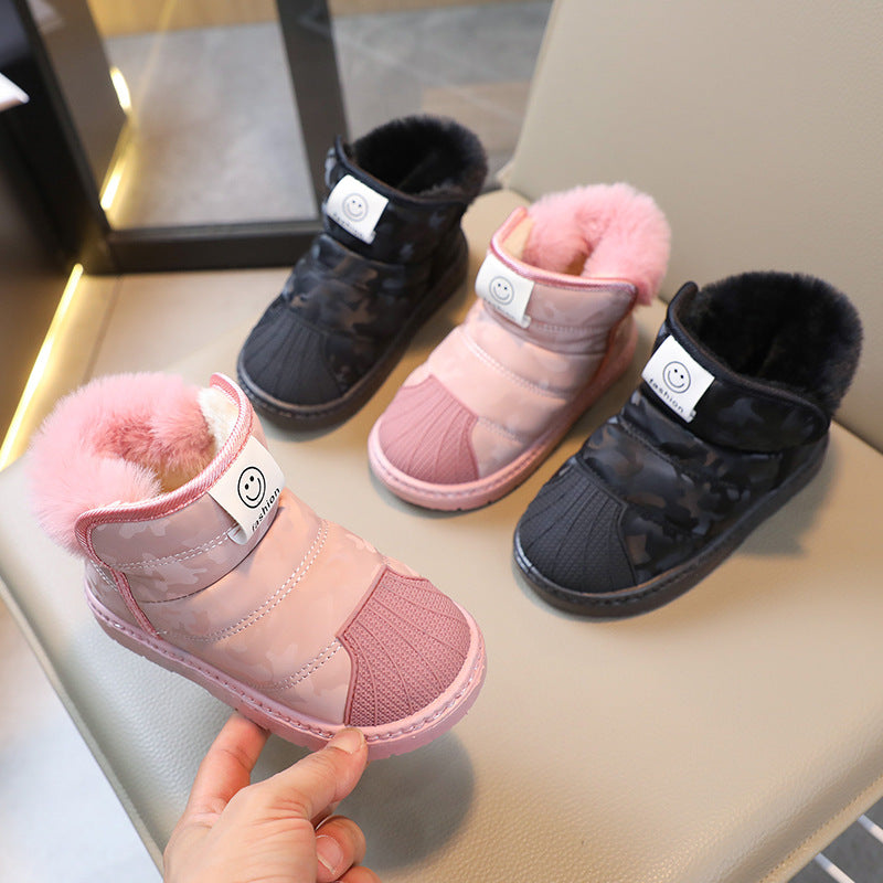 Kids’ Winter Snow Boots – Warm Velvet Cotton Shoes