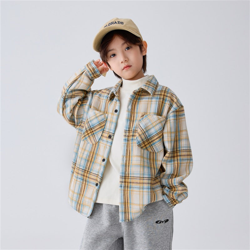 Boys Fleece-Lined Plaid Shirt Winter 2025