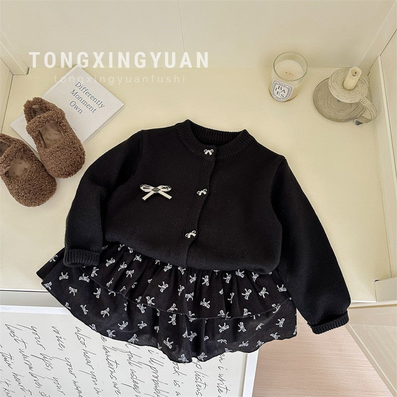 Girls’ Sweater Skirt Set – Korean Autumn Outfit