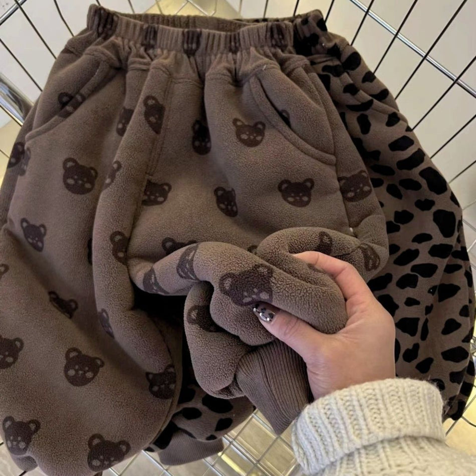 Baby Fleece-Lined Pants Winter Warm Thickened Sweatpants
