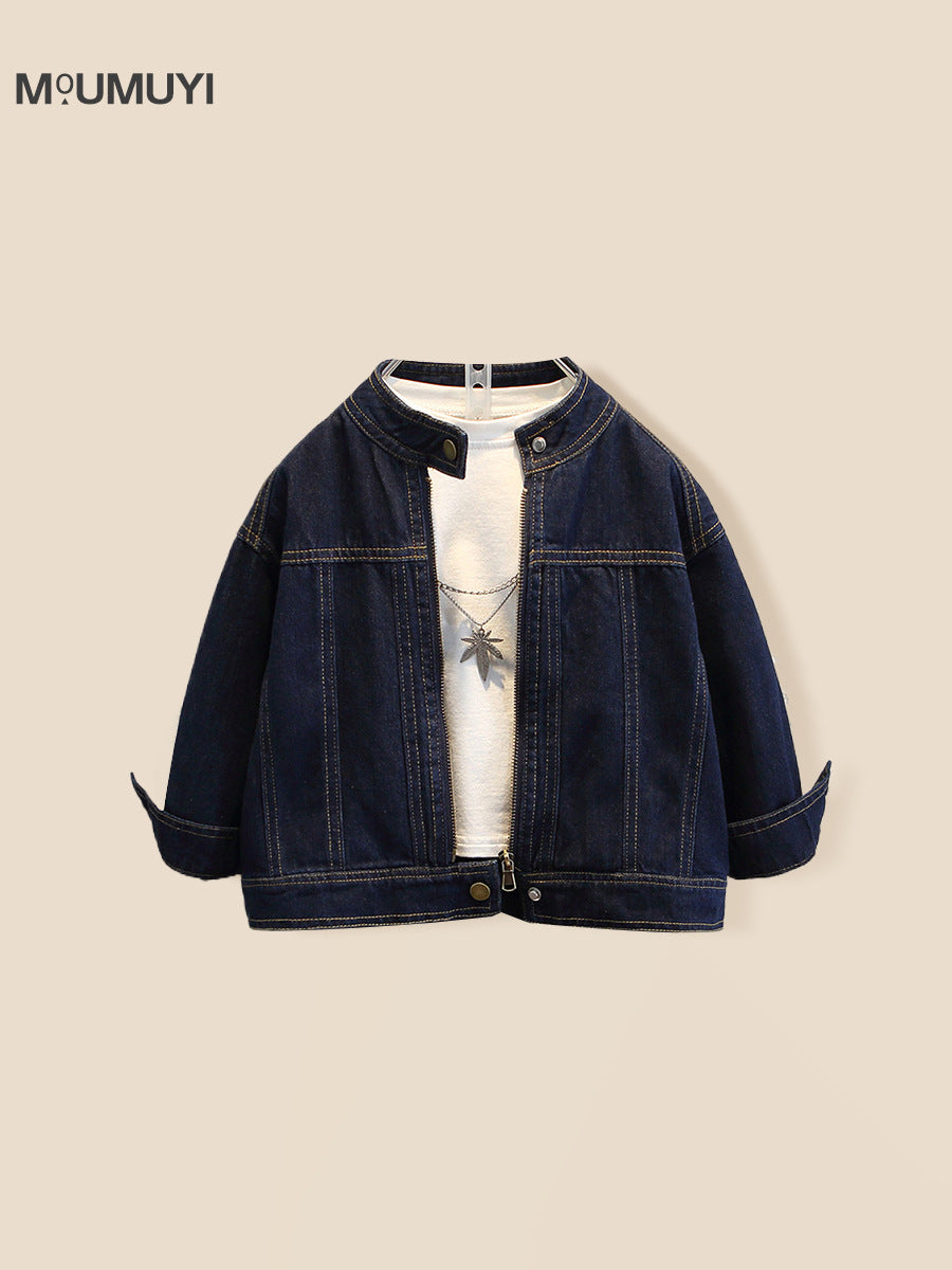 Boys’ Korean Soft Denim Zipper Jacket