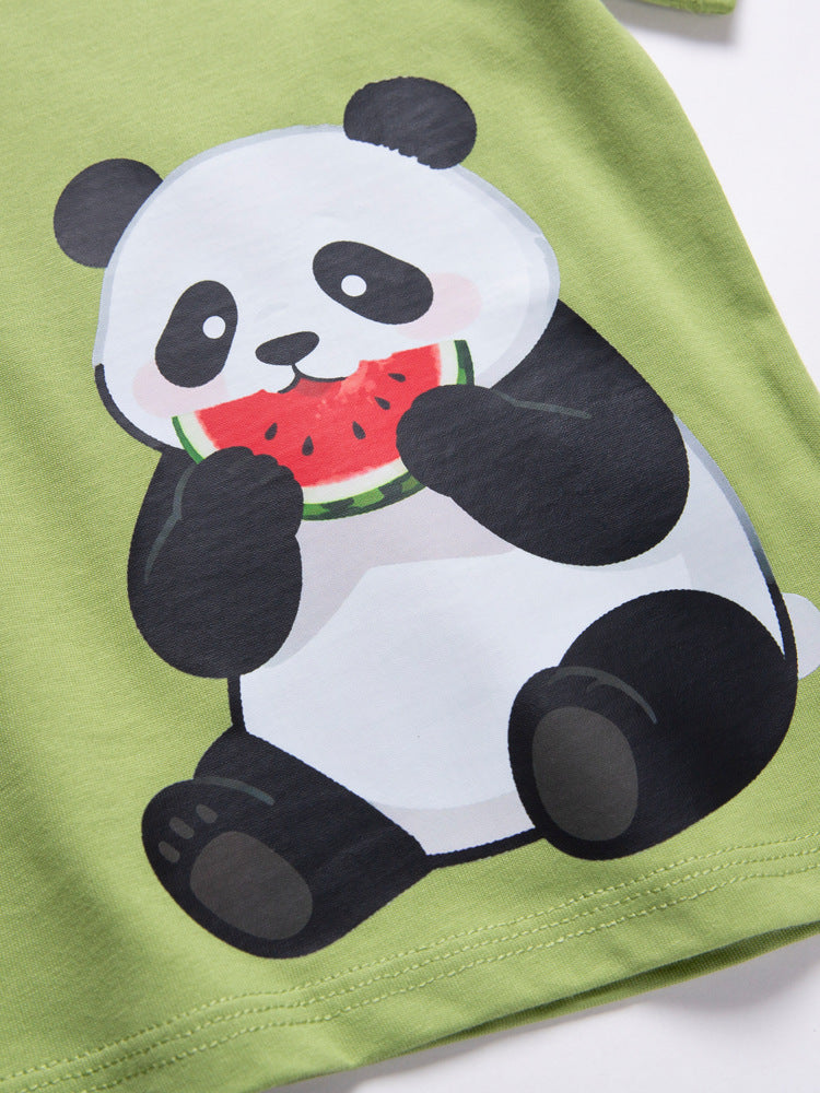 Kids Cotton Panda Print Summer T-Shirt 2026
