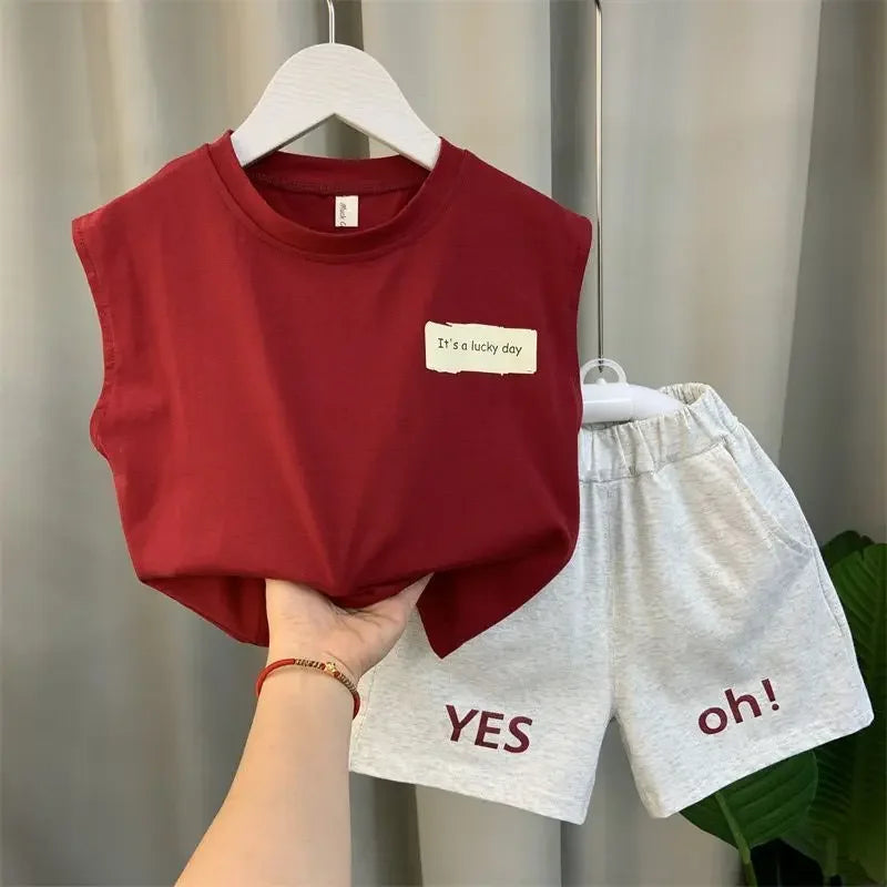 Baby Boys’ Summer Vest Set – Trendy 2-Piece 2024