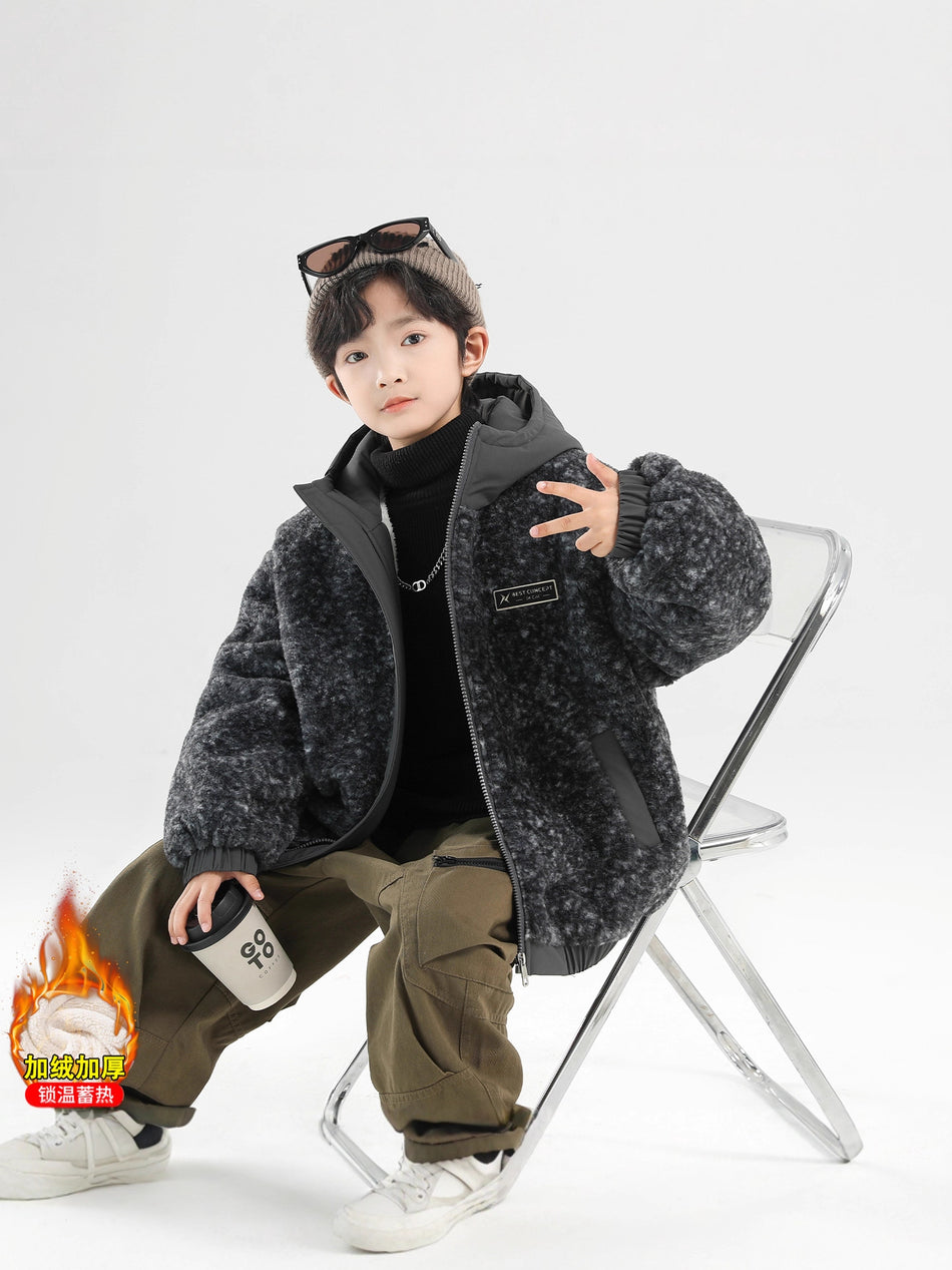 Boys Fleece-Lined Winter Jacket 2025 Warm Cotton Coat
