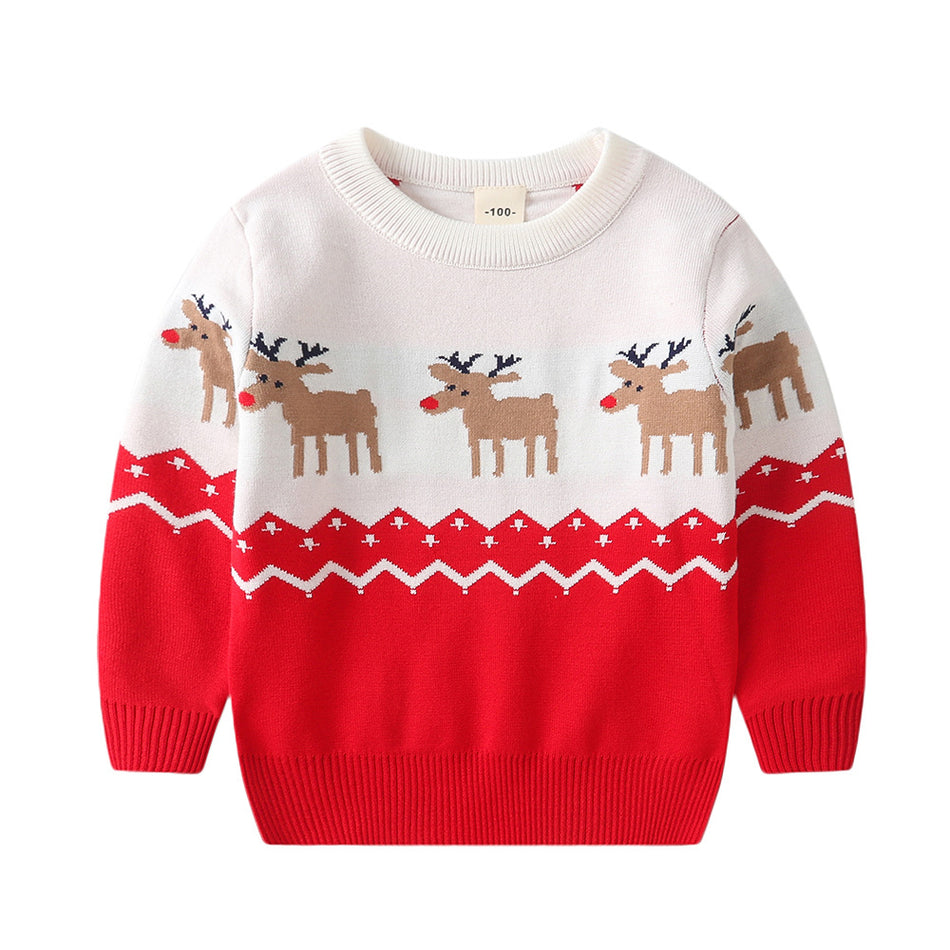 Kids’ Christmas Sweater – Santa & Reindeer Pullover