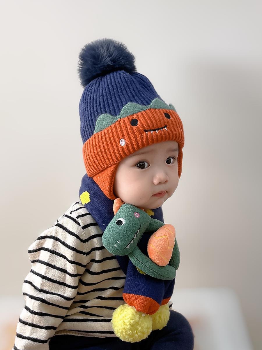Baby Wool Hat & Scarf Set – Winter Warm Pullover Cap