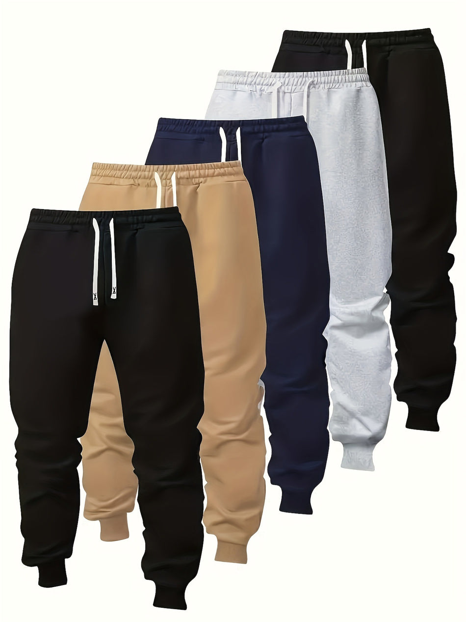 Boys Solid Color Pocketed Elastic Jogger Pants Set