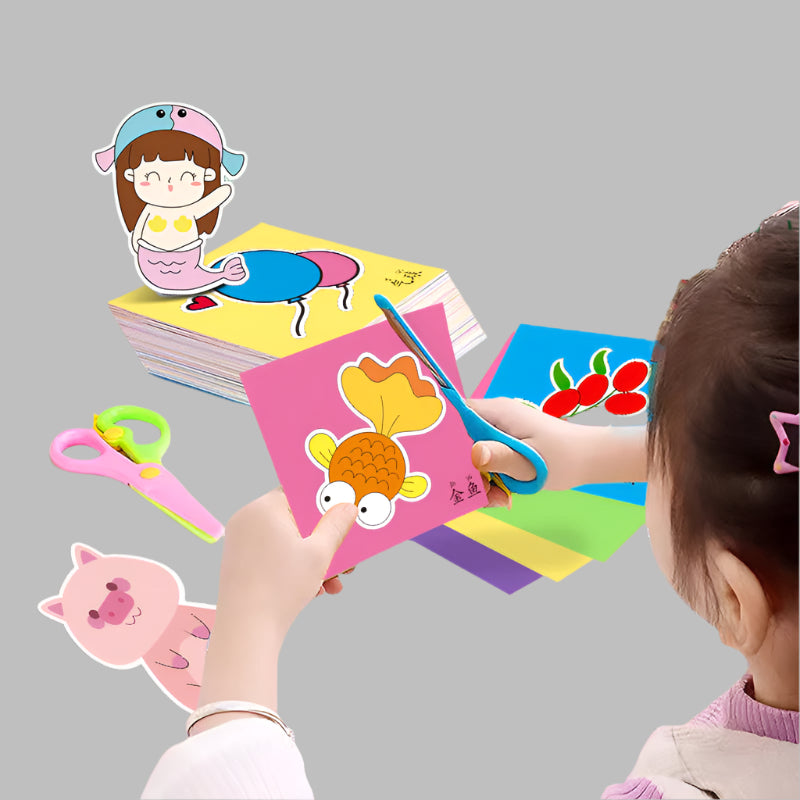 DIY Paper-Cut & Coloring Kit – Kids Puzzle Craft Toy