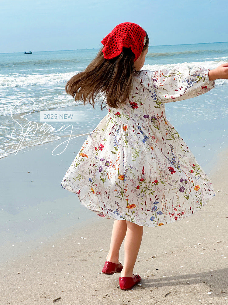 Tutu Elephant Girls Floral Long Dress 2025 Spring Parent-Child