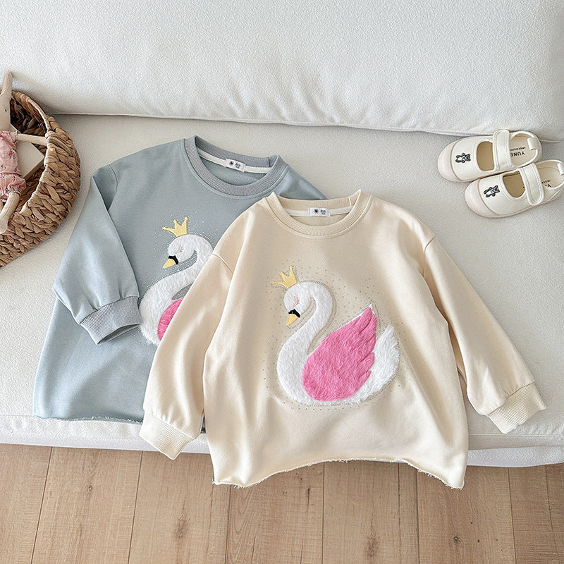 Kids Plush Swan Sweatshirt