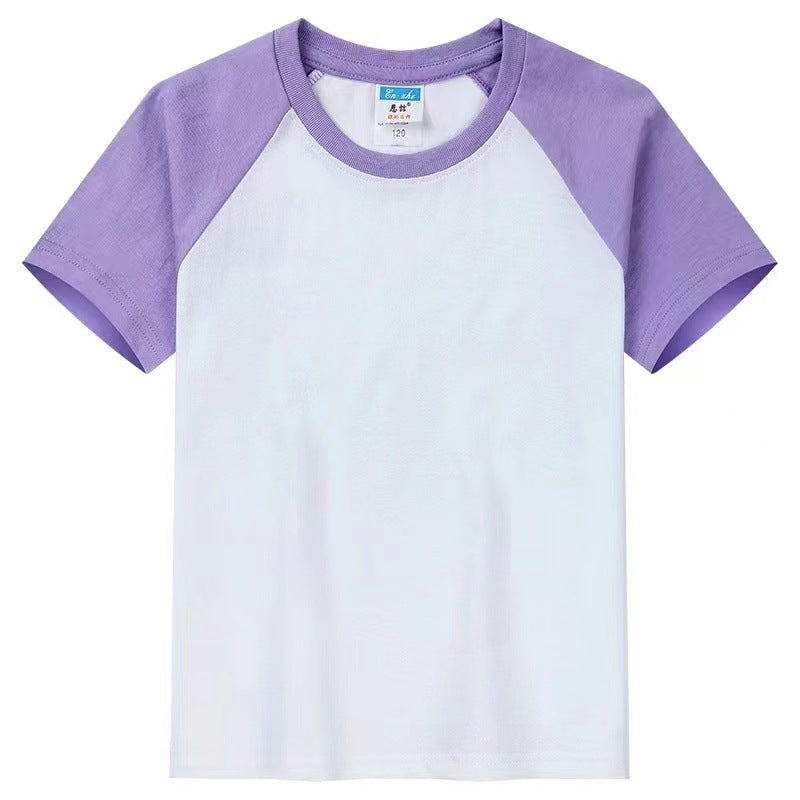 Parent-Child Color Block Cotton T-Shirt – Unisex Sports