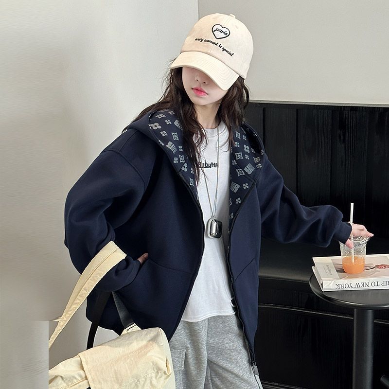 Girls Fleece-Lined Printed Hooded Jacket