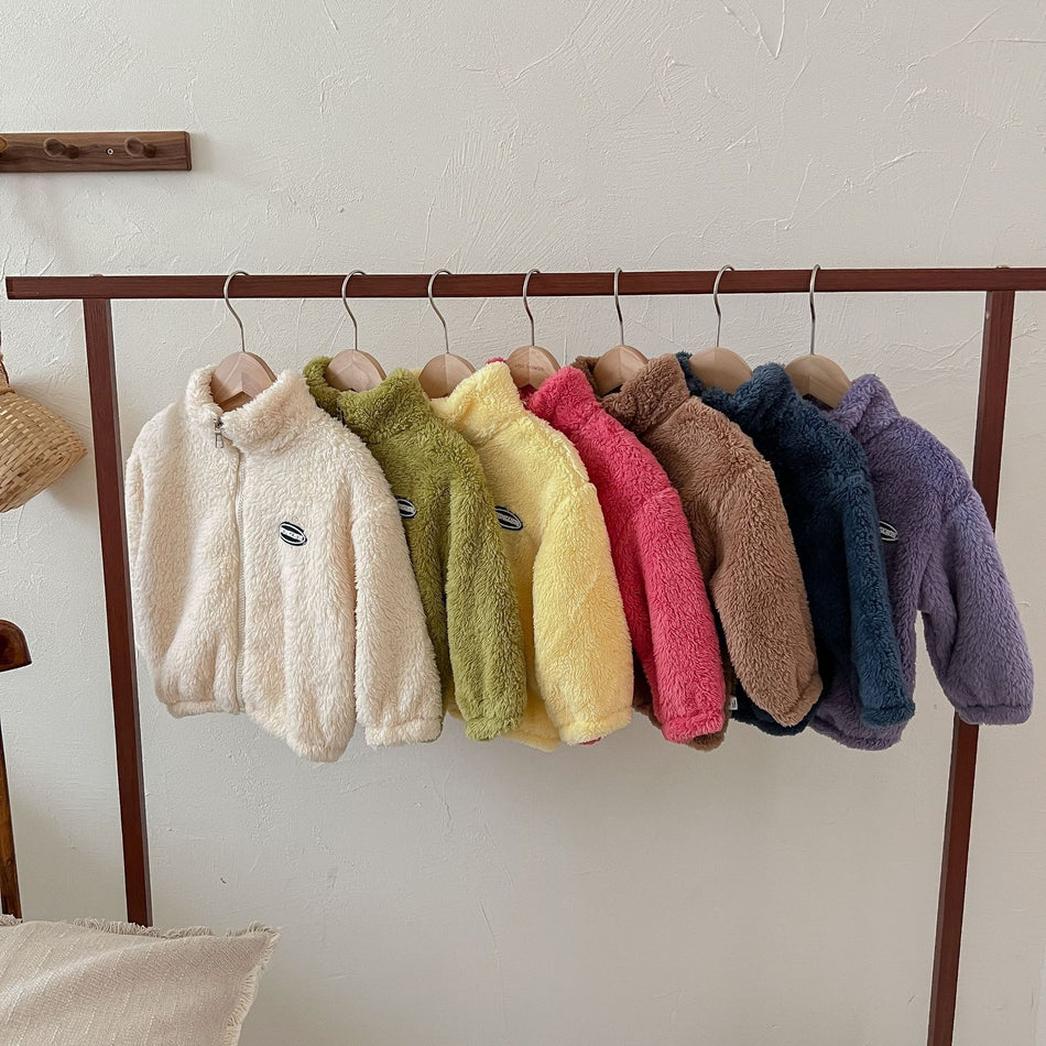Kids’ Flannel Jacket – Autumn & Winter Coral Velvet Top