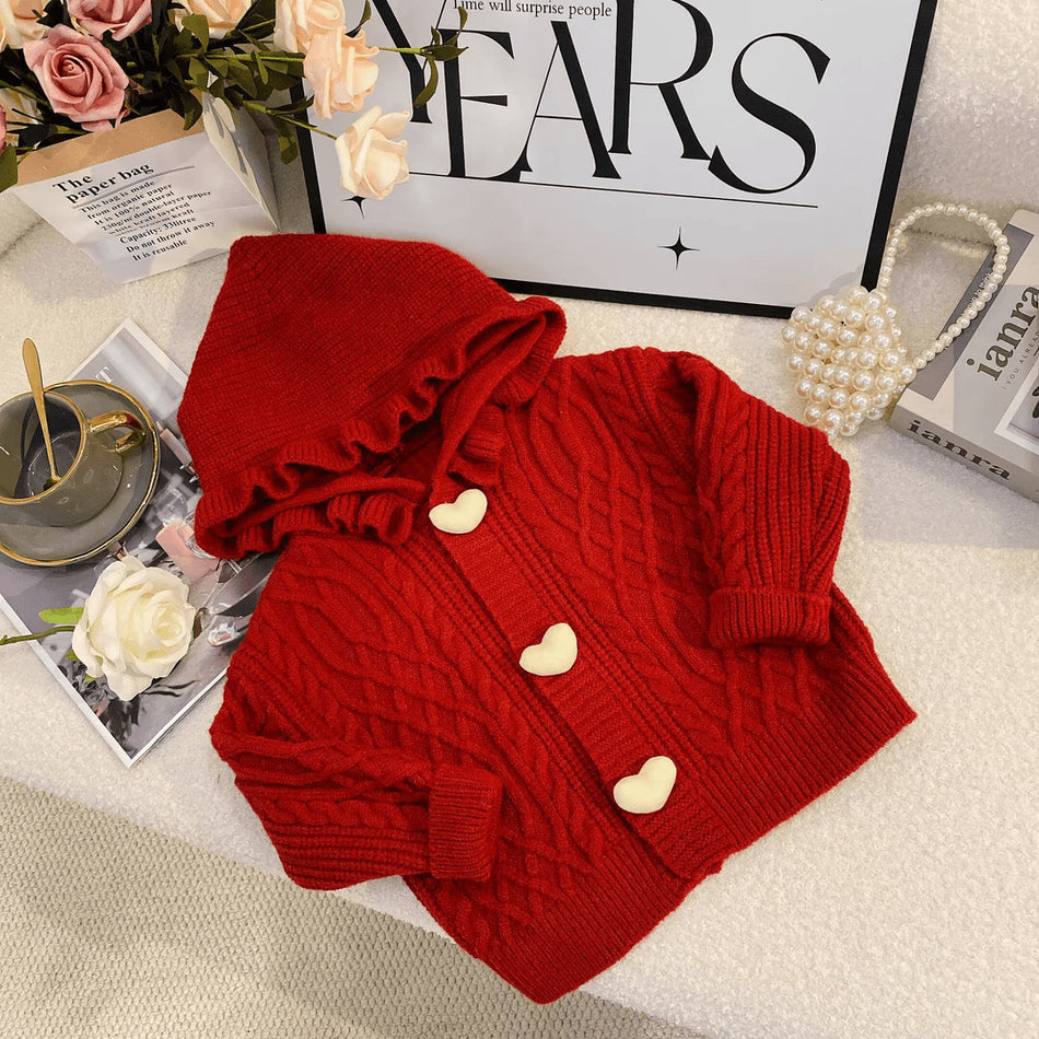 Korean Style Girls’ Sweater with Hat 2024