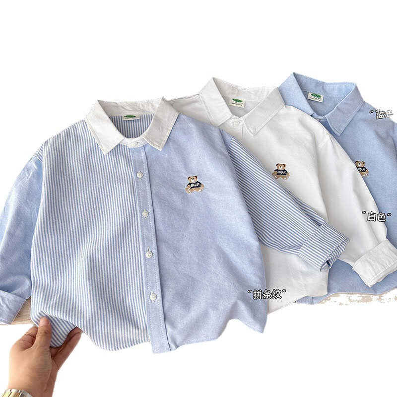 Boys Cotton Long Sleeve Cartoon Shirt Korean Style Kids Wear