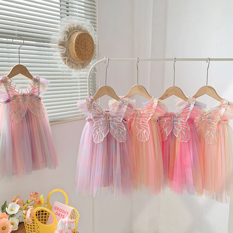 Rainbow Wings Princess Dress – Summer Mesh Pettiskirt