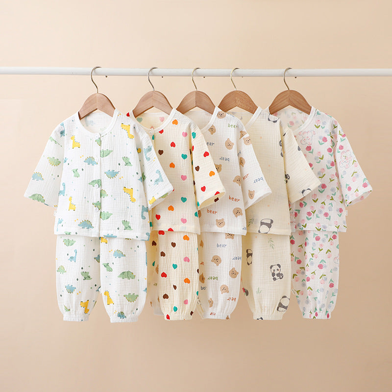 Kids' Thin Cotton Gauze Pajamas – Summer Air-Conditioning Wear
