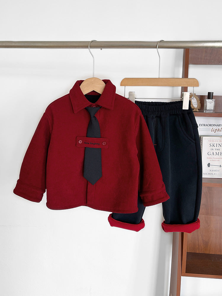 Boys Red Velvet New Year Shirt Winter 2025
